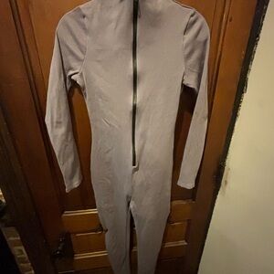 Fashion Nova Taupe Ribbed long sleeve Jumpsuit